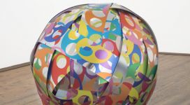 Soonja Han, Energy Ball, 2017, numeric printing on mirror polyester adhesive, ø 60 cm