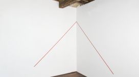 Bernard Joubert, Pièce d'angle, diagonales de carrés de 200x200 cm, 1975, acrylic on canvas ribbon
