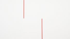 Bernard Joubert, Rectangle rouge 240x60 cm, 1974, acrylic on canvas ribbon