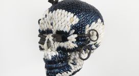 Skull with the Keys of Hell, 2013, mixture of jewel beetle wing-cases, polymers, iron, 23x21x20 cm
