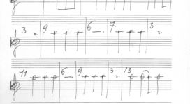 Senza titolo, 1962, ballpoint pen and pencil on music sheet 32,5x23,7 cm (recto verso)