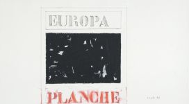 Tano Festa, Europa Planche, 7 aprile 1963, mixed media on cardboard 50x70 cm