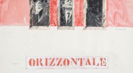 Tano Festa, Immagine orizzontale, 30 marzo 1963, collage and mixed media on cardboard 50x70 cm