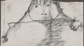 Carol Rama, Senza titolo, 1942, pencil on paper, 14,2x24,2 cm