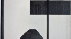 Carol Rama, Spazio anche più che tempo, 1971, tires and oil on canvas, 120x150 cm