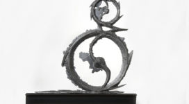Eliseo Mattiacci, Piccolo veicolo, 1988, cast aluminum and iron, 78x78x15 cm