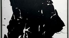 Jannis Kounellis, Untitled, 2008-10, tar, paper and steel, 100x70 cm
