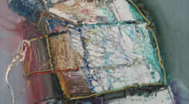 Mattia Moreni, Il cubo alienato non cuba più - Regressito consapevole, 1986, olio su tela, 100x100 cm