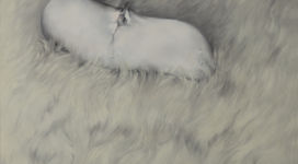 Mattia Moreni, L’agonia dell'anguria allunata su pelliccia, 1970, olio su tela, 130x130 cm