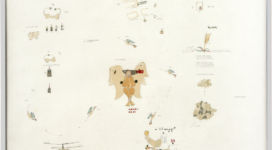 Gianfranco Baruchello, Icaro lamenta una fastidiosa forma di “Amore”, 1971 mixed media on canvas, 50x50 cm