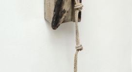 Claudio Cintoli, Senza titolo, 1964, assembly, wood, iron and rope 84x17x19 cm