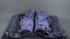 Jean Boghossian, Untitled, 2020, mixed media on burnt book 38x61x13cm