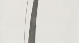 Mauro Staccioli, Senza titolo, 2003, graphite and industrial varnish on paper on canvas 226x77 cm