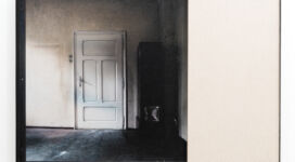 Ulrich Egger, Leerstand - Stille Jahre, 2025, photoprint on canvas, wallpaper and iron 90x130x9 cm